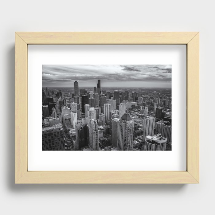 Black and White Chicago Recessed Framed Print