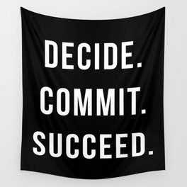 Decide Commit Succeed Motivational Gym Quote Wall Tapestry