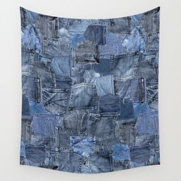 Blue Jeans Pocket Patchwork Pattern Wall Tapestry