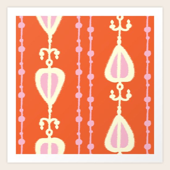Ikat Heart Stripe Art Print