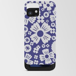 Retro Periwinkle and White Daisy Flowers iPhone Card Case