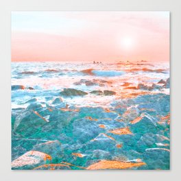 rocky sunset impressionism painted realistic scene Canvas Print