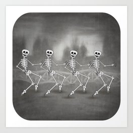 Dancing skeletons II Art Print