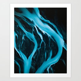 Minimalistic and Moody Glacial Rivers in Iceland – Aerial Landscape Photography Art Print