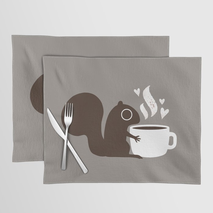 Squirrel Coffee Lover | Cute Woodland Animal Placemat