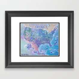 United States of America National Park Adventure Map Framed Art Print