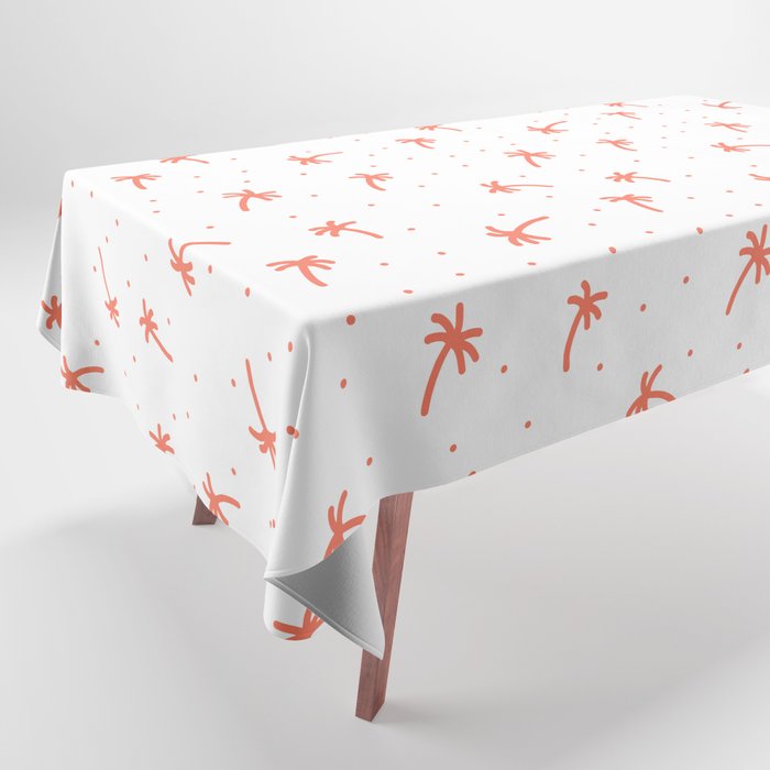 Coral Doodle Palm Tree Pattern Tablecloth