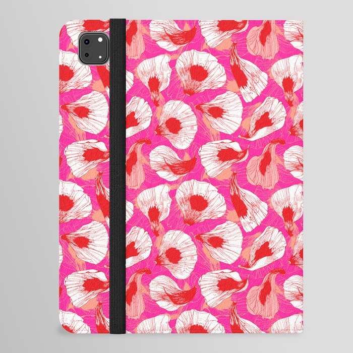 Preppy Room Decor - Pink Red Windy Petals Repeat Pattern iPad Folio Case