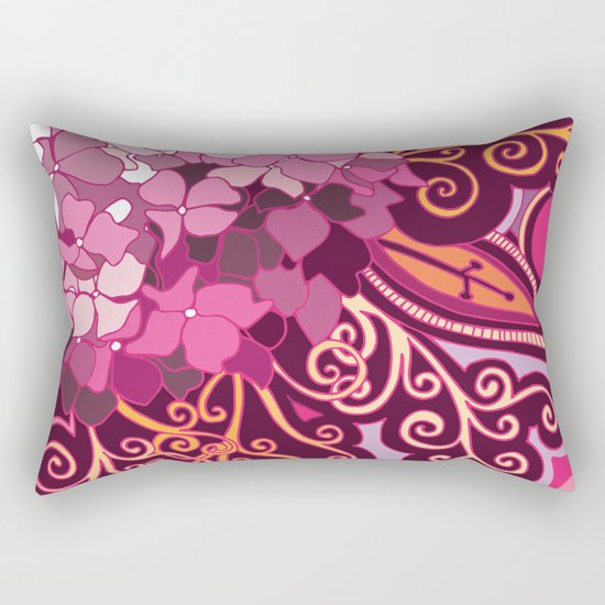 zentangle inspired Hortensia_rose pink doodle Rectangular Pillow
