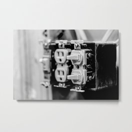 Light Switch 3 Metal Print | Digital, Electric, Old, Outlet, Power, Wiring, Box, Minimal, Light, Minimalist 