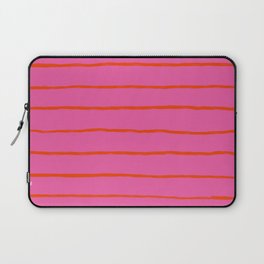 Bold Red Stripes on Tropical Pink Laptop Sleeve