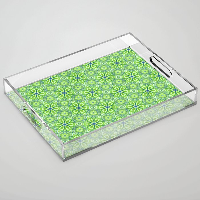 Green Geometric Meadow Acrylic Tray