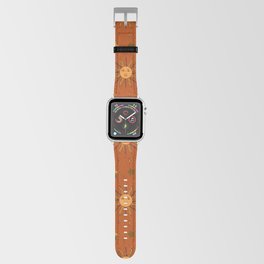 Folk Moon and Star Print in Orange Apple Watch Band