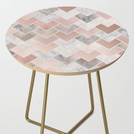 Rose Gold and Marble Geometric Tiles Side Table
