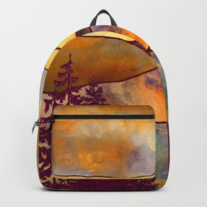 Mountains Landscape watercolor mixed media Backpack