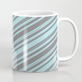 [ Thumbnail: Grey and Powder Blue Colored Lined/Striped Pattern Coffee Mug ]