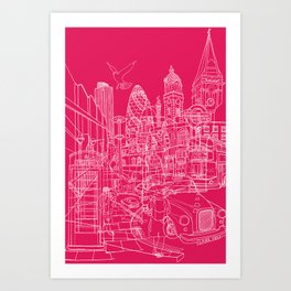 London! Hot Pink Art Print