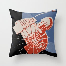 To Venus — Soviet vintage space poster, propaganda poster Throw Pillow
