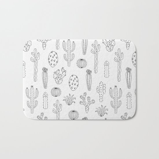 Cactus Silhouette Black Bath Mat
