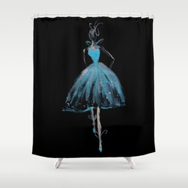 Blue and Light Haute Couture Fashion Illustration Shower Curtain