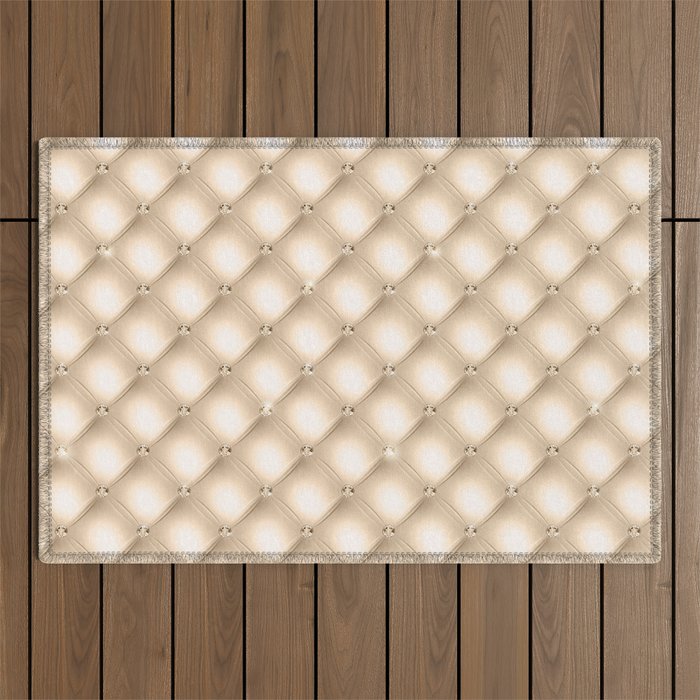 Glam Soft Gold Tufted Pattern Outdoor Rug