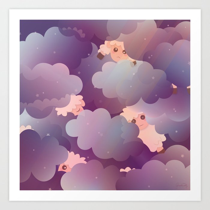 Heavenly Baby Sheep Ii Wine Purple Plum Color Star Night Sky Heavenly Baby Sheep Ii Wine Purple Plum Color Star Night Sky Background Art