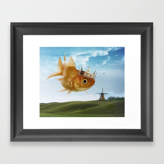 King Fisher - Goldfish Framed Art Print