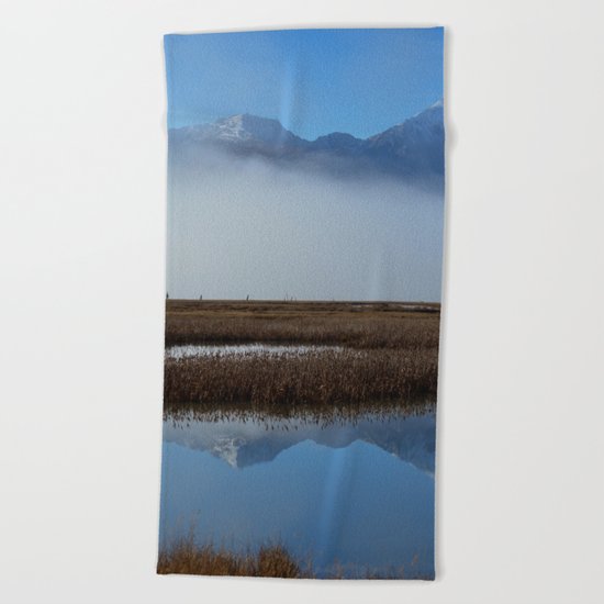 Autumn Mist Reflection Beach Towel