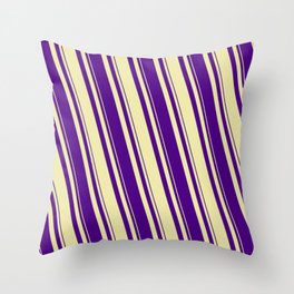 [ Thumbnail: Pale Goldenrod and Indigo Colored Striped/Lined Pattern Throw Pillow ]