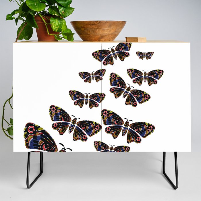 Authentic Aboriginal Art - Butterflies Credenza