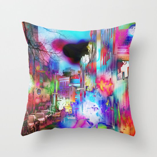 Boston Lights Remix Throw Pillow