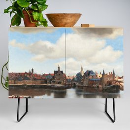 View of Delft, 1660-1661 by Johannes Vermeer Credenza