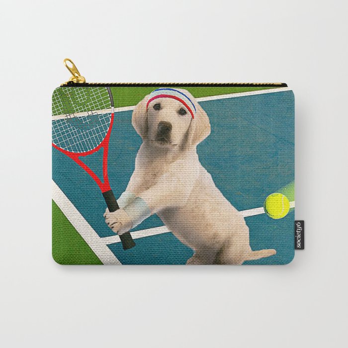 Golden Retriever Dog Playing Tennis Carry-All Pouch