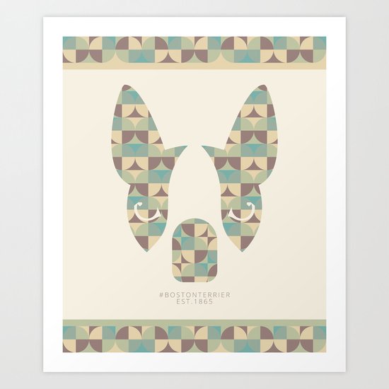 Boston Terrier: Circles. Art Print