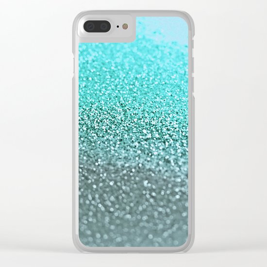 TEAL GLITTER Clear iPhone Case