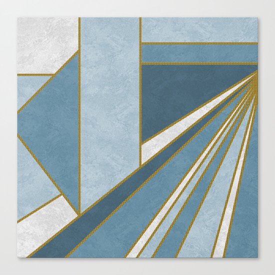 Travel to nowhere in blue (abstract geometric marble) Canvas Print