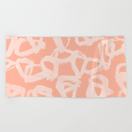 Sweet Life Triangle Dots Peach Coral Pink Beach Towel