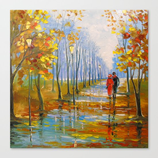 A walk in the Park after the rain Canvas Print