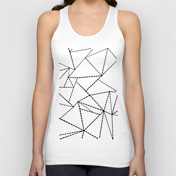 Abstract Dotted Lines Black and White Tank Top
