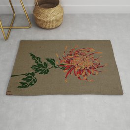 Chrysanthemum -- Ukiyo-e  Rug | Illustration, Leaves, Reds, Japanese, Graphicdesign, Tapestries, Leaf, Pop Art, Flower, Ukiyo Eart 