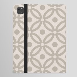 Pretty Intertwined Ring and Dot Pattern 627 Beige and Linen White iPad Folio Case