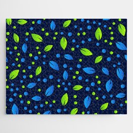 Blue & Green Colorful Leaf & Dotted Design Jigsaw Puzzle