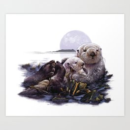 Otter Mom Art Print