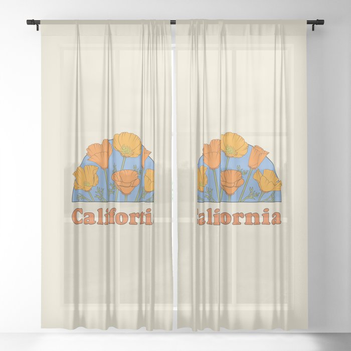 California Poppies Sheer Curtain