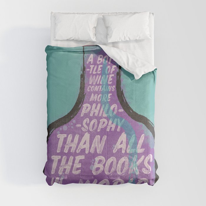 Louis Pasteur sentence on wine bottle, philosophy and books, vintage