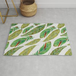 Watercolor Feathers - Green Parrot Pattern Area & Throw Rug
