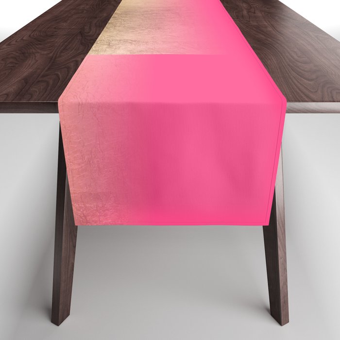 Modern trendy girly neon pink gold gradient Table Runner