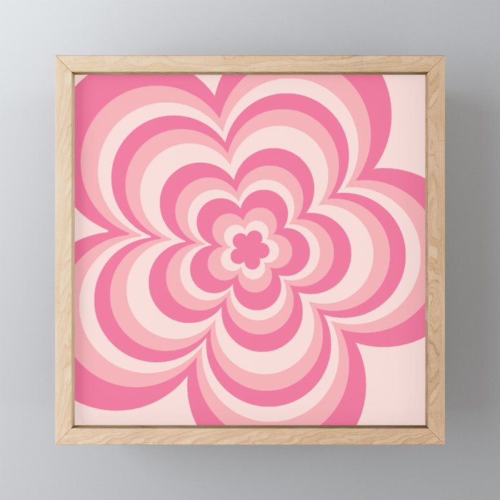 Groovy Pink Flower Framed Mini Art Print