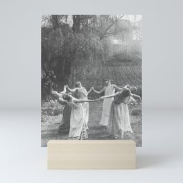 Circle Of Witches Vintage Women Dancing Black And White Mini Art Print