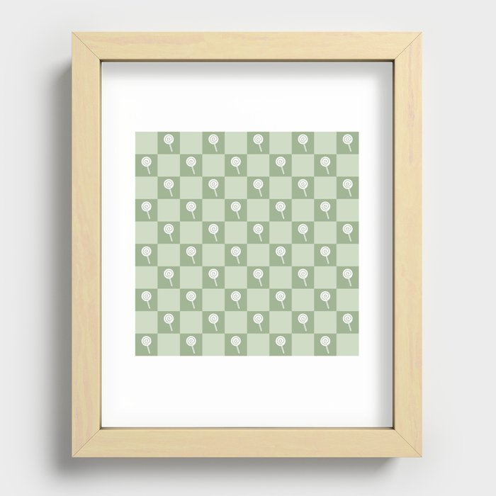 Minimal checkerboard line drawing lollipop pattern 3 Recessed Framed Print